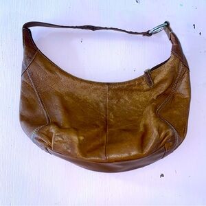 Sonoma Lifestyle Leather Bag Shoulder Small Zip Up Coffee Caramel Brown Used